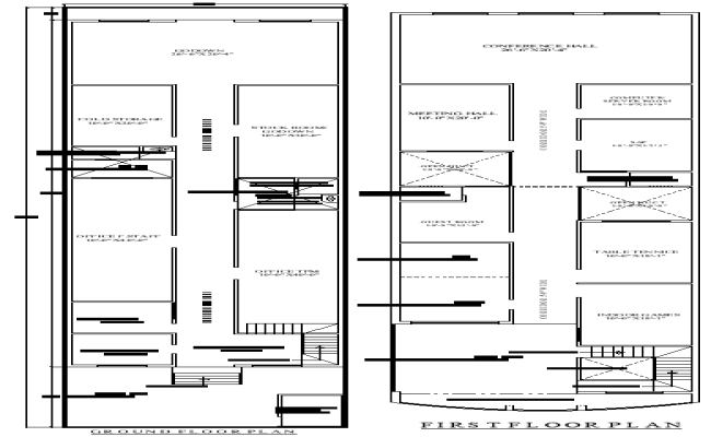 28x137 ft Office Layout Ground & First Floor DWG file
