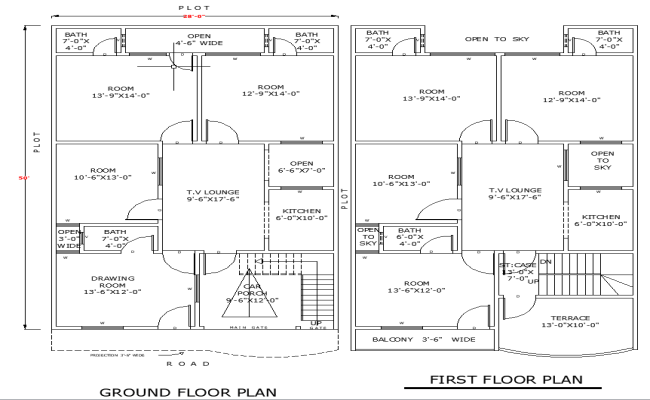 28x50 Single-Level Home Architectural Plan with AutoCAD DWG Layout