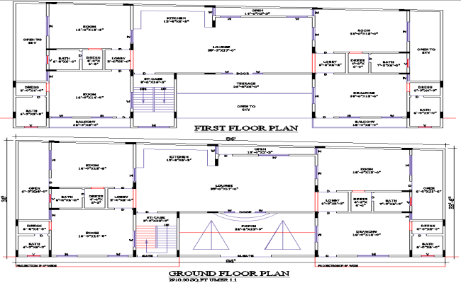 2910 Sq. Ft. 2-Story House Plan with Detailed DWG Layout
