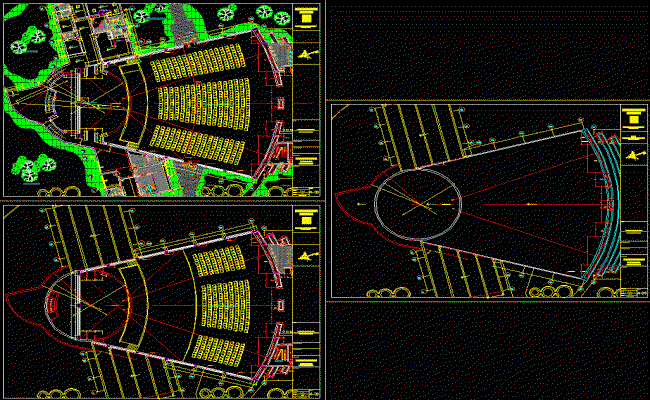 Auditorium CAD Plan with Seating and Stage Layout in DWG Format
