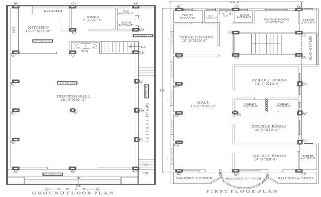 29.6x55Ft 2-Story House Plan Design with DWG Layout