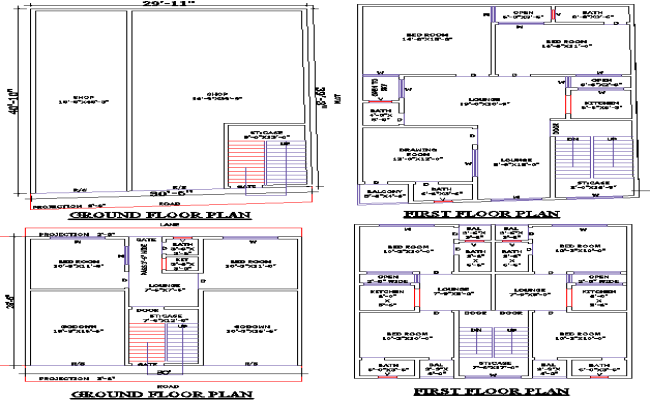 29x40 House and Shop Design Plan in AutoCAD DWG Format