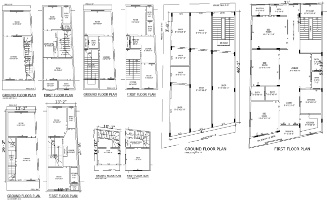 2BHK Residential Plan with Shop Layout in DWG Drawing