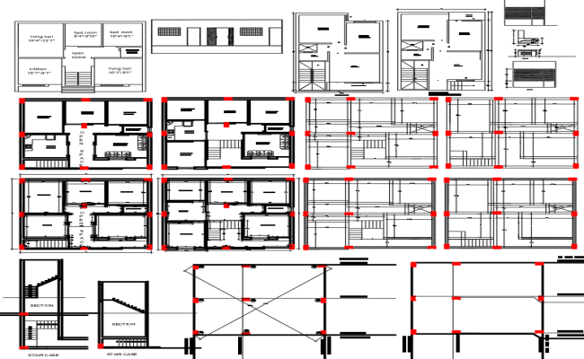 2BHK House Plan DWG with CAD Blocks for Architects