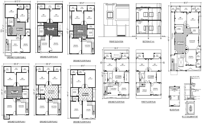 2BHK House Plan with Modern Architecture in DWG Format