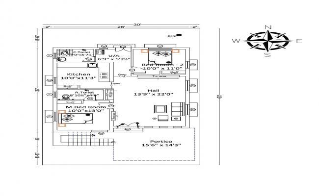2 BHK South facing Full Vaastu Plan