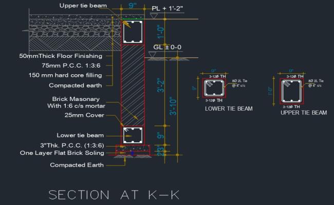 2D design of column footing and foundation detail design in AutoCAD drawing, CAD file. 