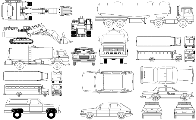 2D CAD Block of Constuctive Vehicle DWG AutoCAD file