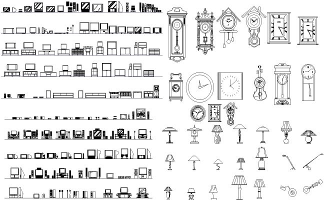 2D CAD Block of Television set and Wall clock DWG AutoCAD file