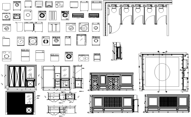 2D CAD Block of Washing Machine and Wood Paneling DWG AutoCAD file 