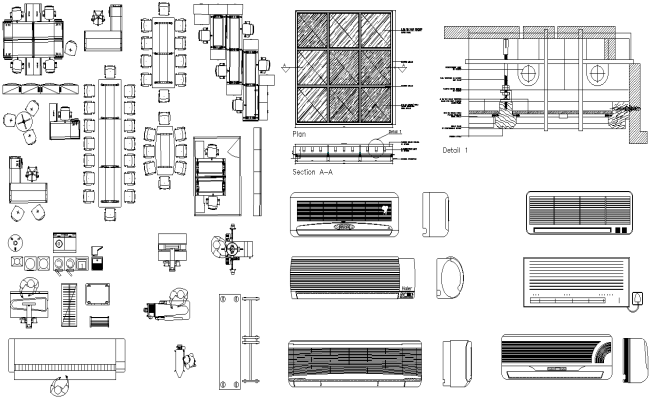 Air Conditioner CAD Blocks DWG File with 2D Layout for HVAC Planning