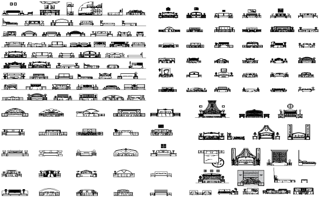2D CAD Blocks of Antique type Bed DWG AutoCAD file