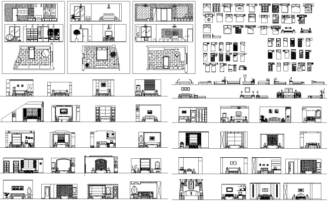 2D CAD Blocks of Bedroom Furniture layout DWG AutoCAD file