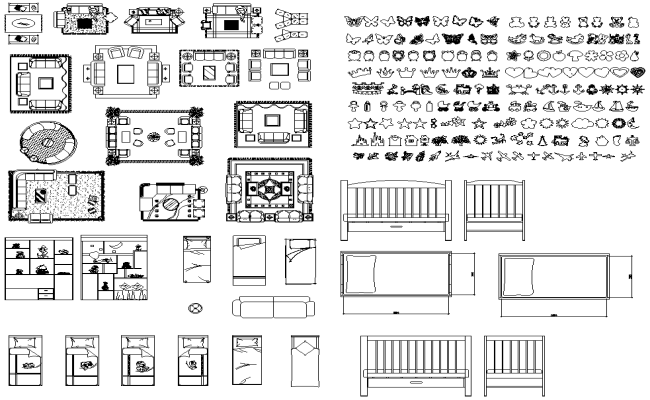 2D CAD Blocks of Chair and Sofa DWG AutoCAD file