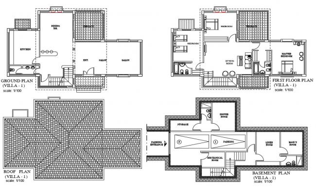 2 D Cad drawing file having the  villa floor plan.Download the AutoCAD 2D DWG file. 