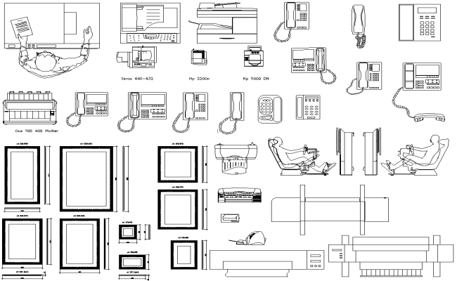 2D and CAD Blocks of Landline Phone  and Wall Frames Design DWG AutoCAD file