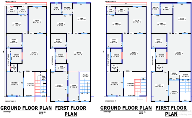 27x50 Residential House Plans CAD DWG File with 2 Layout Options