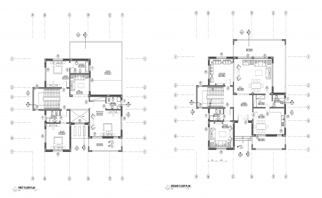 2 Storey House Plan With Sectional Elevation CAD Drawing