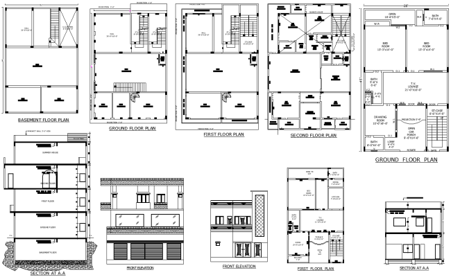 2-story house plan with shop layout in DWG AutoCAD file