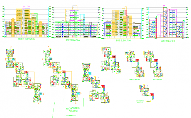 Apartment Building 50 Unit AutoCAD Drawing with Plan and Elevation