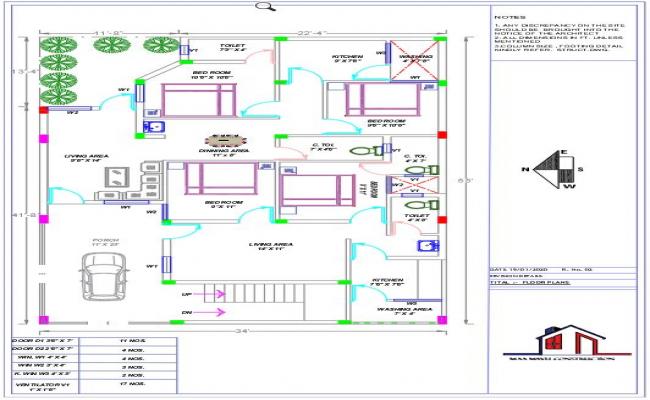 2 BHK House Plan Drawing DWG Download