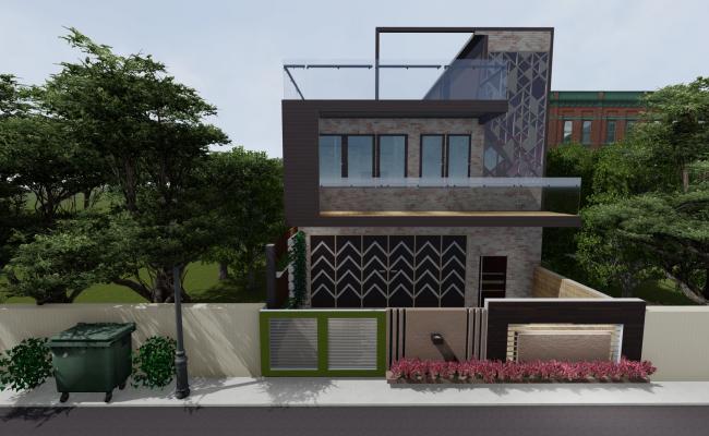 Explore House Design in 3D SKP File Created with SketchUp FIle