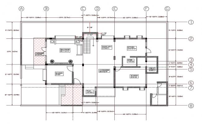 2d House Plan Drawing Download DWG File