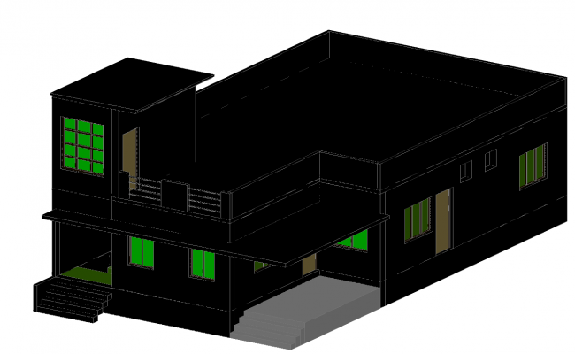 3D Residential Home Design for Small Family with Full Layout 12m x 8m