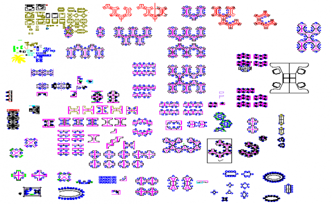 Various type of table cad blocks