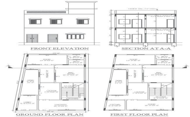 Ground & First Floor Architecture Plan 2’6 InchX47Ft