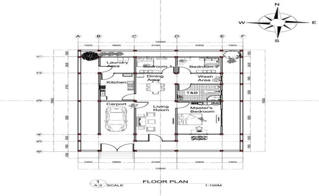 2x15 Meter 3BHK Farmhouse Architecture Floor Plan-AutoCAD DWG Files