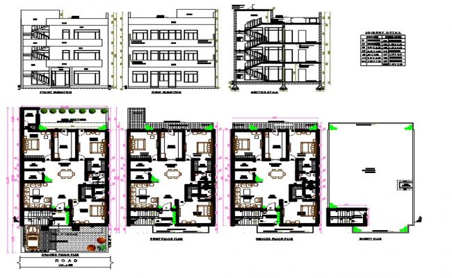 3 BHK Floor Plan Drawing DWG File