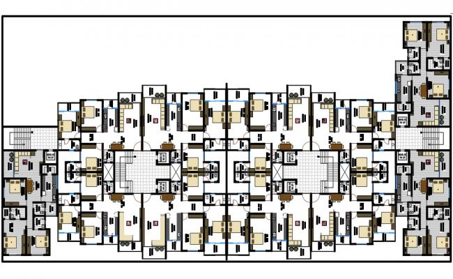 3 bhk apartment Architecture drawing in autocad dwg files 