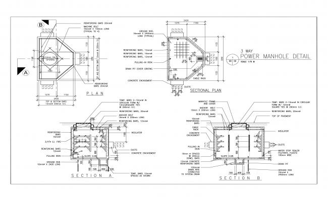 3 way power manhole plan