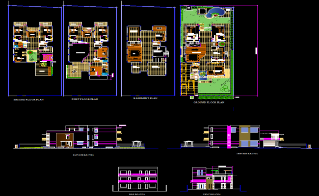 Modern Bungalows AutoCAD File with Complete Architectural Drawings