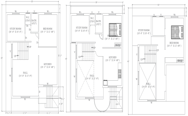 30ftx40ft House Plan Layout Design in AutoCAD DWG File