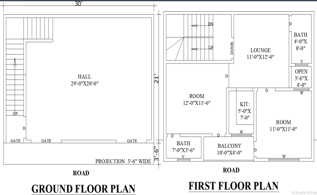 30x21 Residential DWG File Featuring Smart Room Layout plan