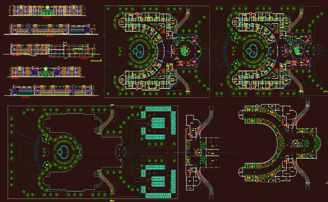 Modern hotel AutoCAD drawing with complete architecture layout plan