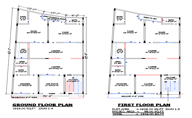 Complete 32.9×62.1 Double Storey Home Plan in DWG File