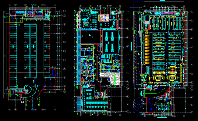 Supermarket AutoCAD DWG File with 90x50m Building Layout Design