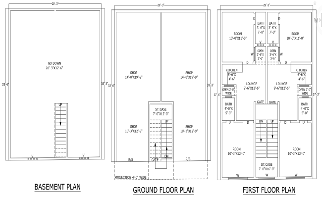 AutoCAD Double Floor House Design 33.6ft×29.3ft Format