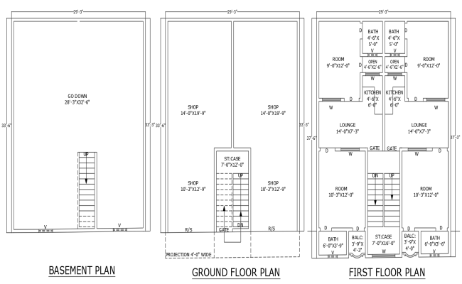 AutoCAD Design of 33.6ft×29.3ft Shop with Home Above