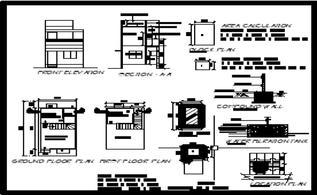 3.50m x 8.57m Architectural Drawing with Elevation and Section