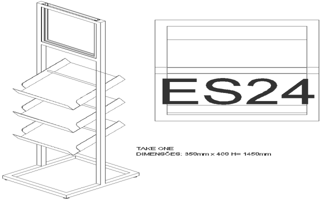 350X400 MM Standing unit 3D design DWG AutoCAD drawing