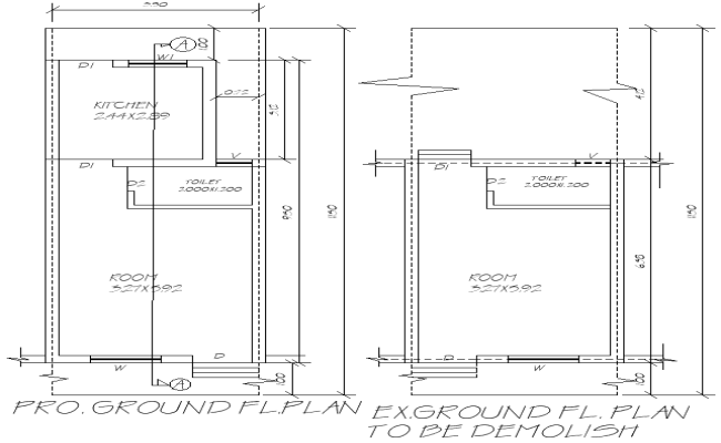 3.5x11.5m Small Ground Floor House Layout DWG File