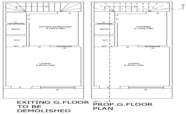 3.50x9.65m Ground Floor House Plan in DWG Format