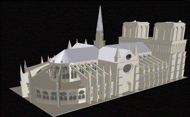 Notre Dame 3D CAD Drawing File in DWG Format for Building Design