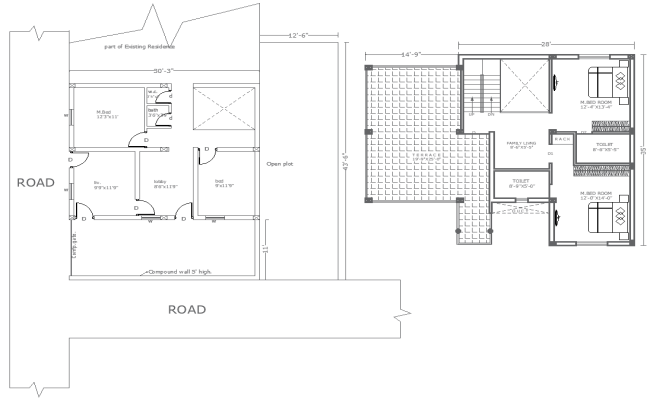 35ftx28ft House Plan with Two Layouts 4BHK AutoCAD DWG File