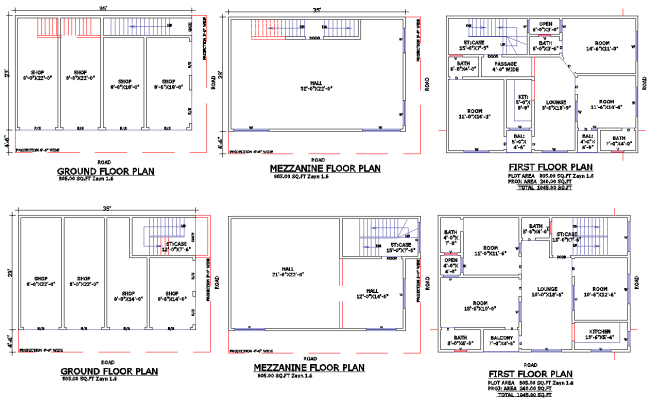 35x23 House Floor Plan with 2 Layouts in AutoCAD DWG File