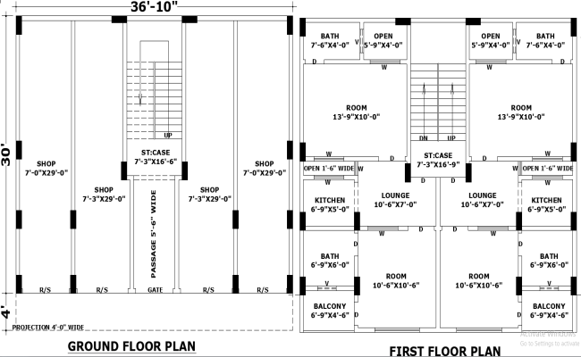 36x30 CAD for Mixed-Use Residential and Commercial Space